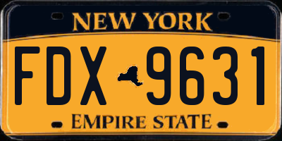 NY license plate FDX9631