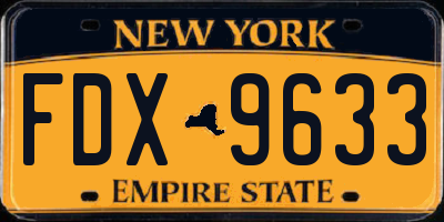 NY license plate FDX9633