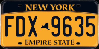 NY license plate FDX9635