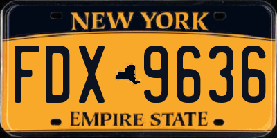 NY license plate FDX9636