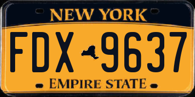 NY license plate FDX9637