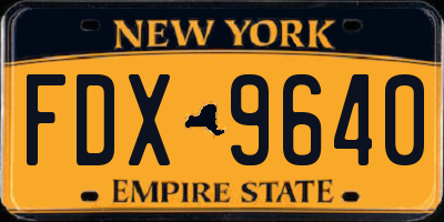 NY license plate FDX9640