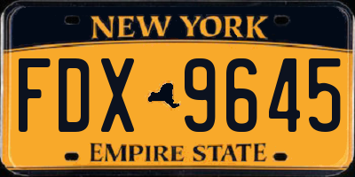 NY license plate FDX9645