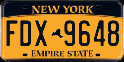 NY license plate FDX9648