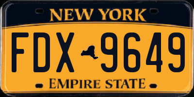 NY license plate FDX9649