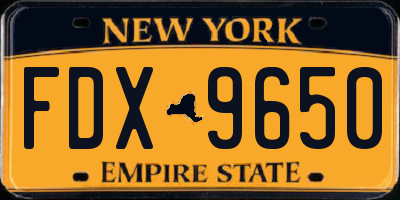 NY license plate FDX9650