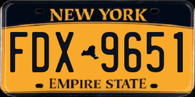 NY license plate FDX9651