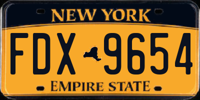 NY license plate FDX9654