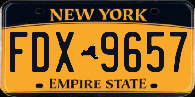 NY license plate FDX9657