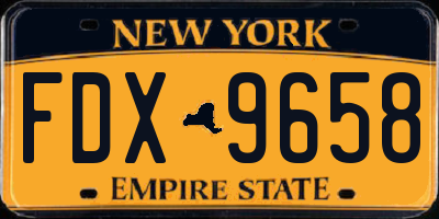 NY license plate FDX9658