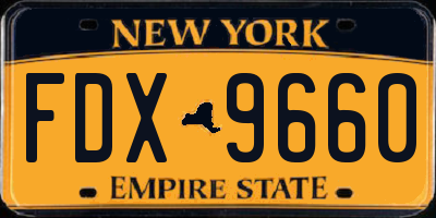 NY license plate FDX9660