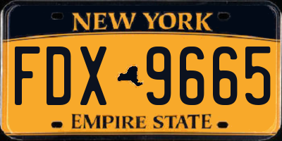 NY license plate FDX9665