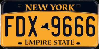 NY license plate FDX9666