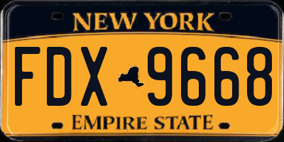 NY license plate FDX9668