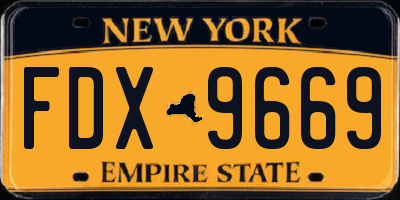 NY license plate FDX9669