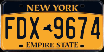 NY license plate FDX9674