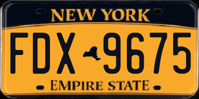 NY license plate FDX9675