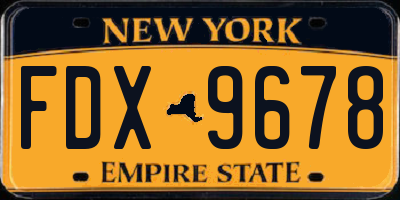 NY license plate FDX9678