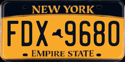 NY license plate FDX9680