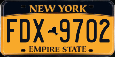 NY license plate FDX9702