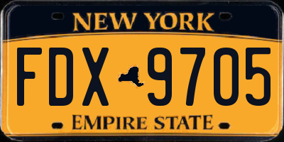 NY license plate FDX9705