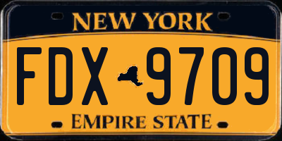 NY license plate FDX9709