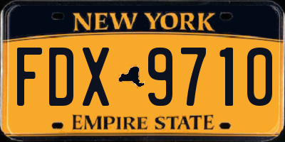 NY license plate FDX9710