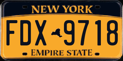 NY license plate FDX9718