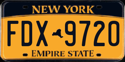 NY license plate FDX9720