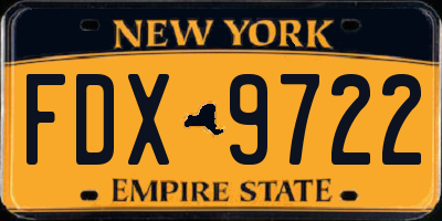 NY license plate FDX9722