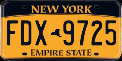 NY license plate FDX9725