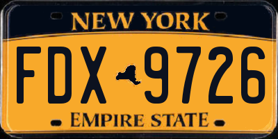 NY license plate FDX9726