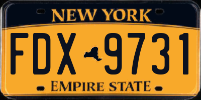 NY license plate FDX9731