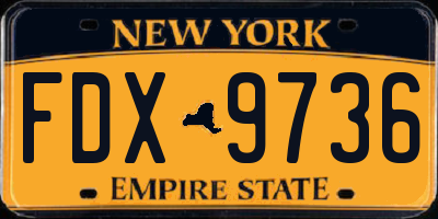 NY license plate FDX9736