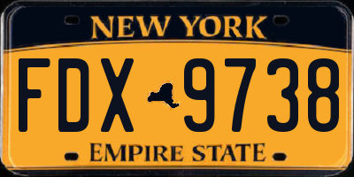 NY license plate FDX9738