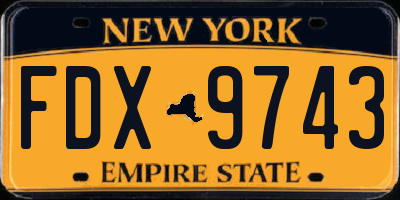 NY license plate FDX9743