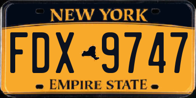 NY license plate FDX9747