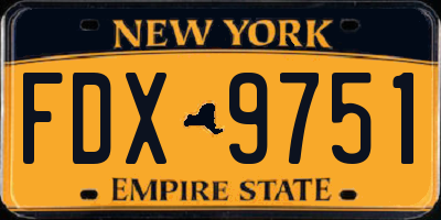 NY license plate FDX9751