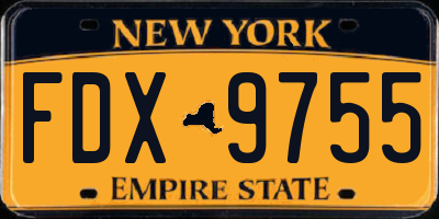 NY license plate FDX9755
