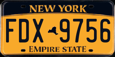 NY license plate FDX9756