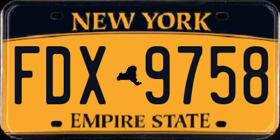 NY license plate FDX9758