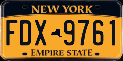 NY license plate FDX9761