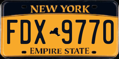 NY license plate FDX9770