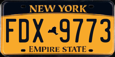 NY license plate FDX9773