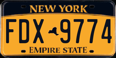NY license plate FDX9774