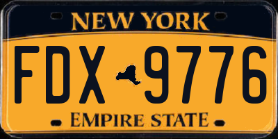 NY license plate FDX9776