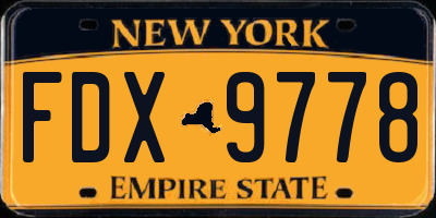 NY license plate FDX9778