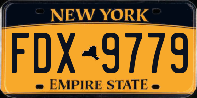 NY license plate FDX9779