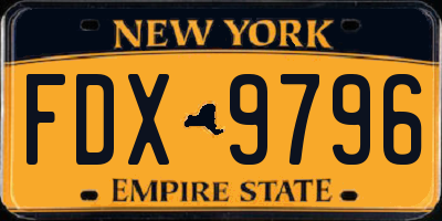 NY license plate FDX9796
