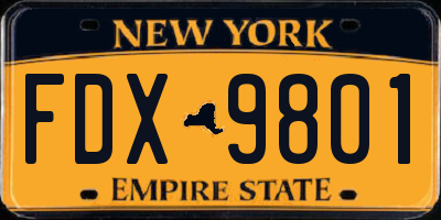NY license plate FDX9801
